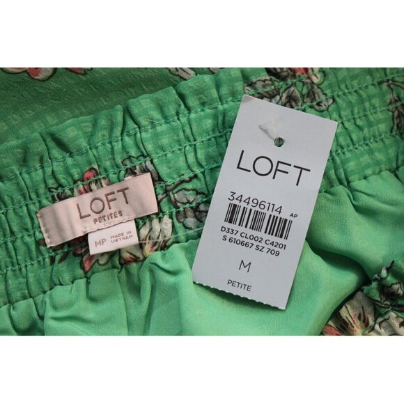 NWT LOFT Skirt Medium Petite Flowy Tiered Floral Preppy Spring Elastic Waist - Picture 11 of 12